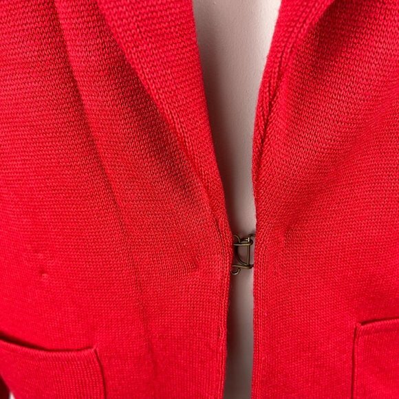 Anthropologie HWR Monogram Owen Red Long‎ Cardigan Wool Button-up Sweater Women - Picture 7 of 14